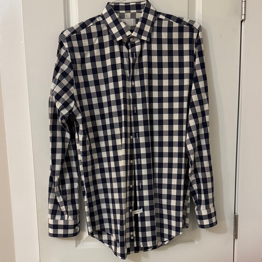 Nordstrom Navy and White Checkered Button-down Shirt